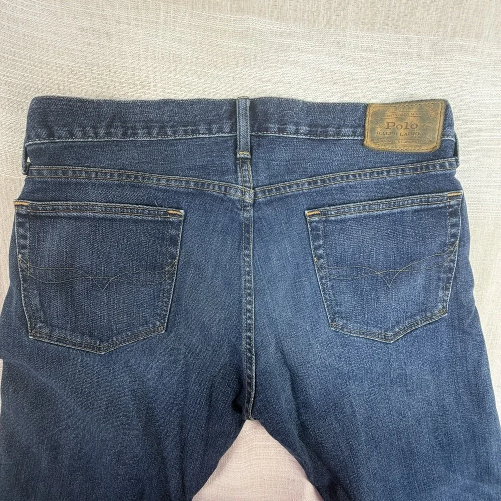 Polo Ralph Lauren Varick Slim Straight Men's Jeans Sz 34x33 Med Wash Whiskering